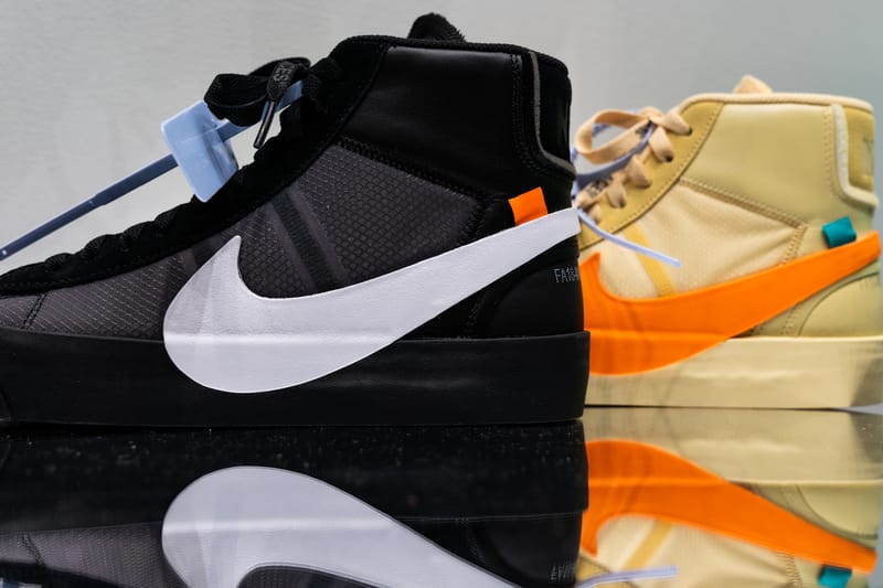 Off-White™ x  Nike による新作コラボ Blazer 2型のディテールにクローズアップ