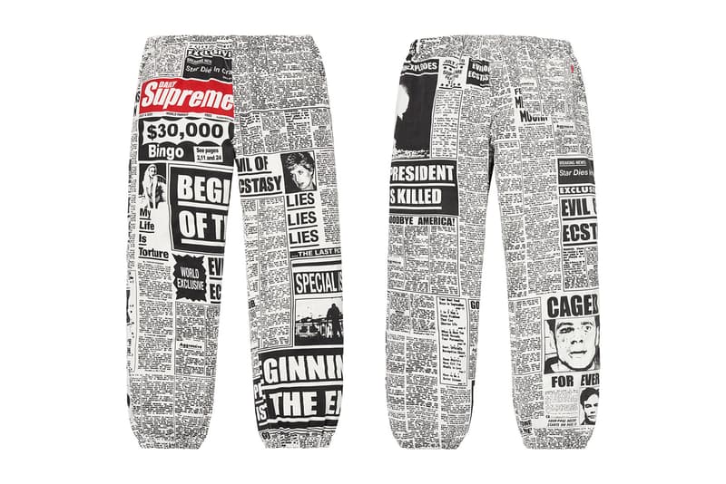 Supreme 2018年秋冬コレクション パンツニュースペーパーや宗教柄など、トップス類とセットアップで着用したいパンツが多数登場 春夏コレクションの終了からしばらく、待望の〈Supreme(シュプリーム)〉シーズンが再開する。2018年秋冬コレクションは、ブランドの原点である1990年代のエッセンスを落とし込んだプロダクト展開だが、パンツ部門はトップスと対になる、すなわちセットアップで着用したいラインアップに。宝石柄、ティーザーに使用されていた龍のモチーフなどがその最たる例であるが、その他にもニュースペーパー柄、NYロゴ、キルティング、GORE-TEXなど、アウターやスウェットを含むトップス類にフックしたパンツが多数登場。その一方で、ツナギやカモフラ柄のトレーニングパンツ、ダブルニーのワークパンツも激しい争奪戦が繰り広げられることになるだろう。 〈Supreme〉の2018年秋冬コレクションは、ニューヨーク、ロサンゼルス、欧州各都市における旗艦店で8月16日(現地時間)にローンチを迎えた後、その週末となる18日(土)に国内展開がスタート。