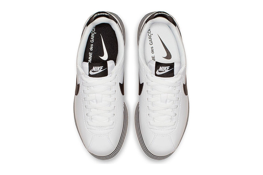 COMME des GARÇONS x Nike Cortez Platform Release CGD swoosh rei kawakubo Sneaker sole HYPEBEAST Black White