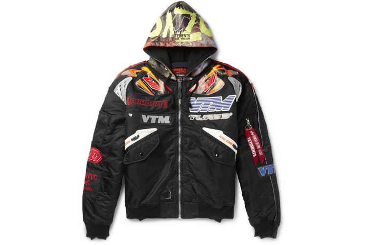 Vetements x Alpha Industries よりオートバイ競技から着想を得たボンバージャケットが登場