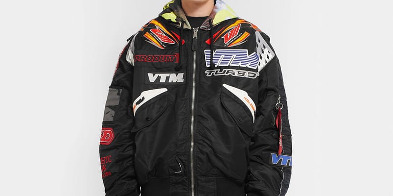新品/ Vetements ヴェトモン ｘALPHAアルファUE52JA380N RACING LOGO BOMBER JKT ボンバー ジャケット S ネイビー メンズ