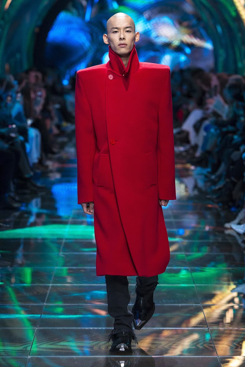balenciaga runway spring 2019 collection paris fashion week men women demna gvasalia suit shoulder sneaker track dress logo HYPEBEAST