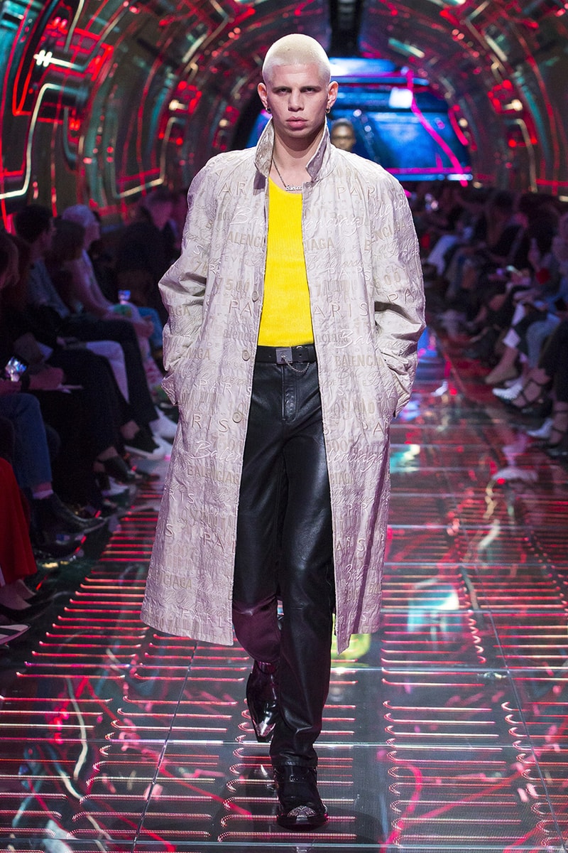 balenciaga runway spring 2019 collection paris fashion week men women demna gvasalia suit shoulder sneaker track dress logo HYPEBEAST