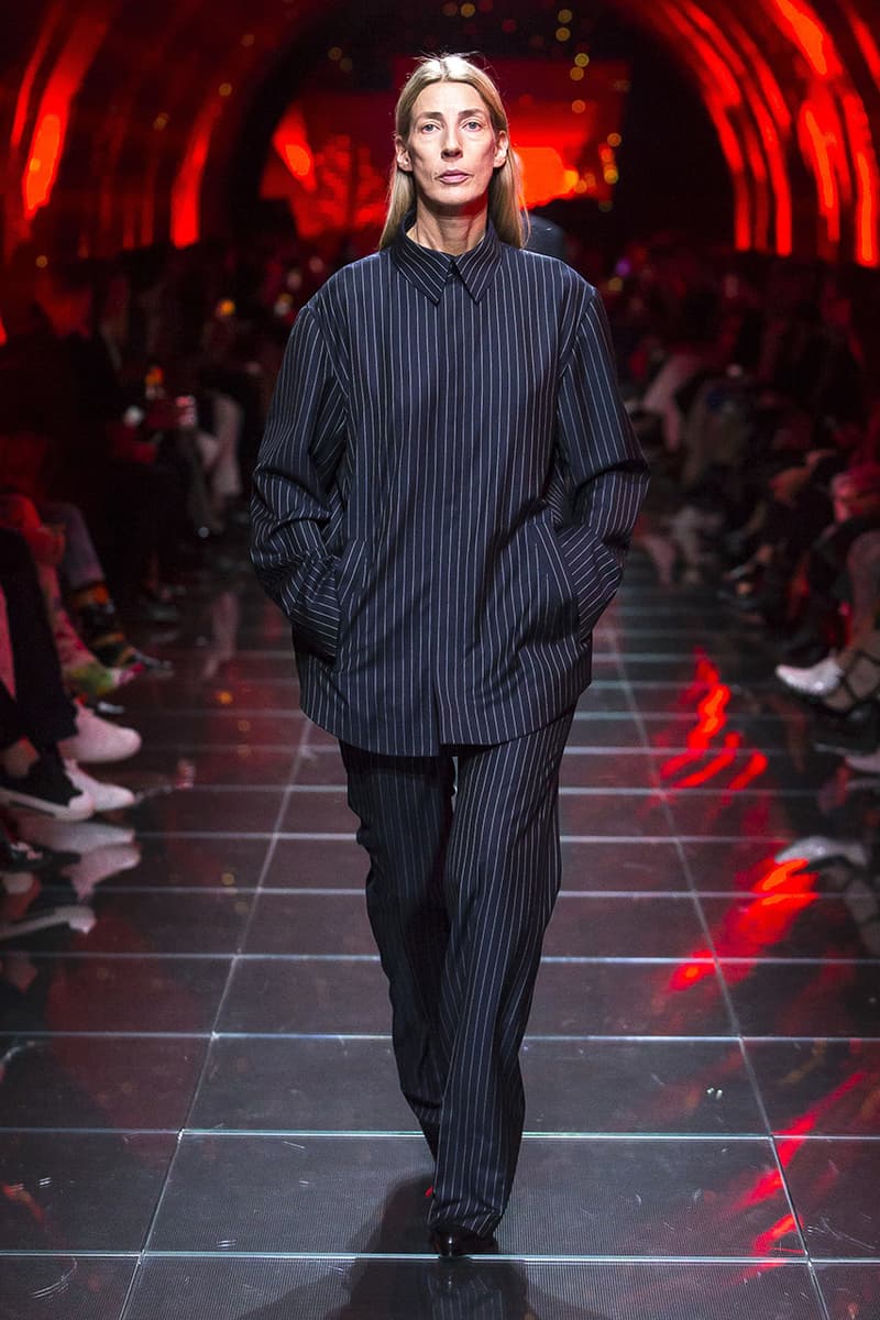 balenciaga runway spring 2019 collection paris fashion week men women demna gvasalia suit shoulder sneaker track dress logo HYPEBEAST