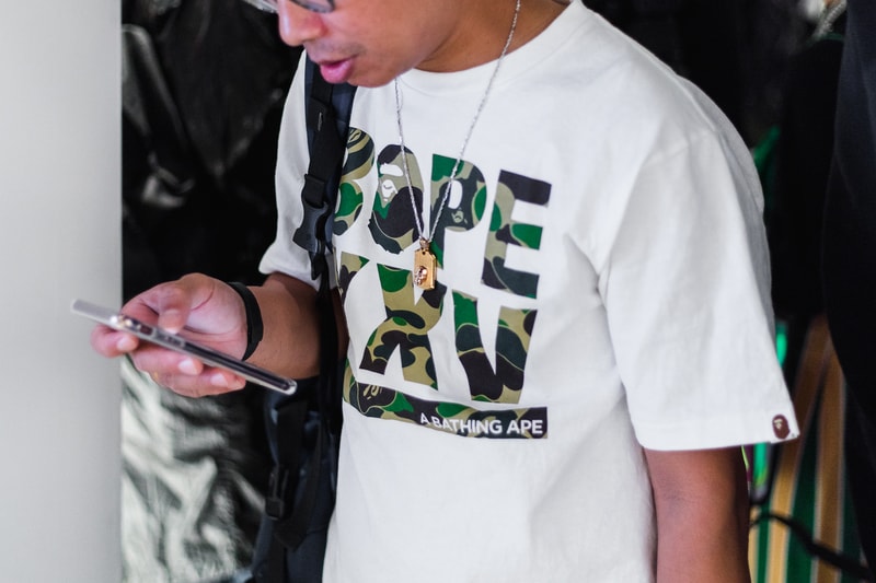 "BAPE XXV" Street Style tokyo japan a bathing ape 25th anniversary exhibition nigo sk8thing james bond stash streetsnaps photography HYPEBEAST 