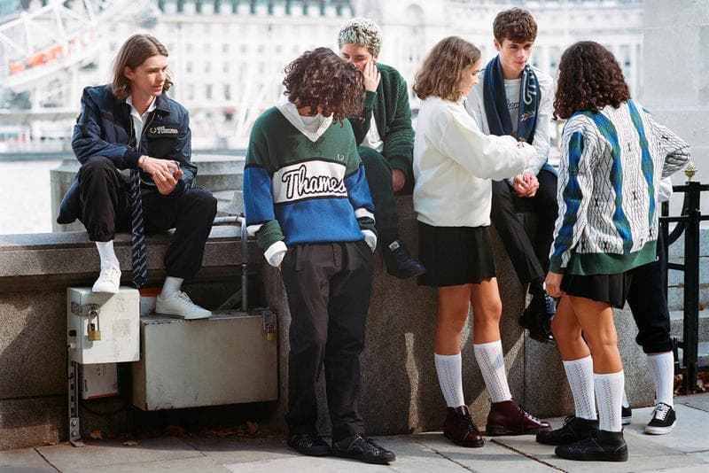 Thames Fred Perry Fall Winter 2018 Capsule Collab Collaborative Fleece Bomber Jacket Track Pants Argyle Cardigan Quilted Waxed Colourblock Jumper Zip Neck Sweatshirt Long Sleeve Ringer T shirt Fred Perry が ブロンディ・マッコイ 手がける Thames との第3弾目コラボコレクションを発表