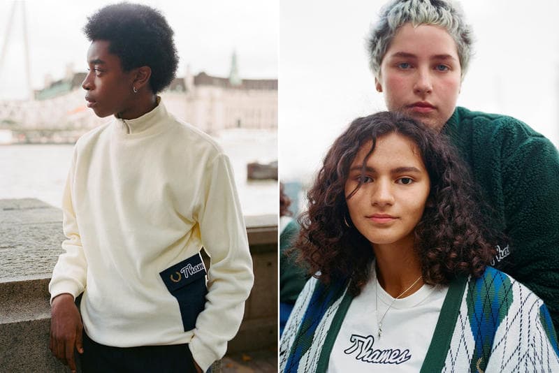 Thames Fred Perry Fall Winter 2018 Capsule Collab Collaborative Fleece Bomber Jacket Track Pants Argyle Cardigan Quilted Waxed Colourblock Jumper Zip Neck Sweatshirt Long Sleeve Ringer T shirt Fred Perry が ブロンディ・マッコイ 手がける Thames との第3弾目コラボコレクションを発表