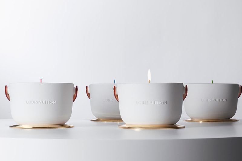 Louis Vuitton Ceramic Candles By Marc Newson leather price fragrances scents master perfumer Jacques Cavallier Belletrud leather studs release date HYPEBEAST