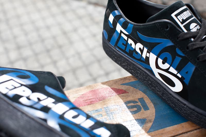 PUMA Suede 50th Anniversary Collaboration Pepsi Cola Blue Black Vintage Inspired Sneaker footwear trainers HYPEBEAST