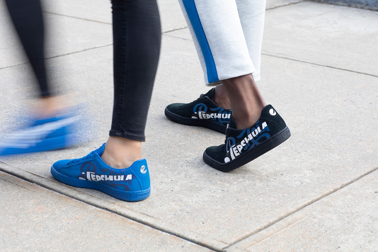 PUMA Suede 50th Anniversary Collaboration Pepsi Cola Blue Black Vintage Inspired Sneaker footwear trainers HYPEBEAST