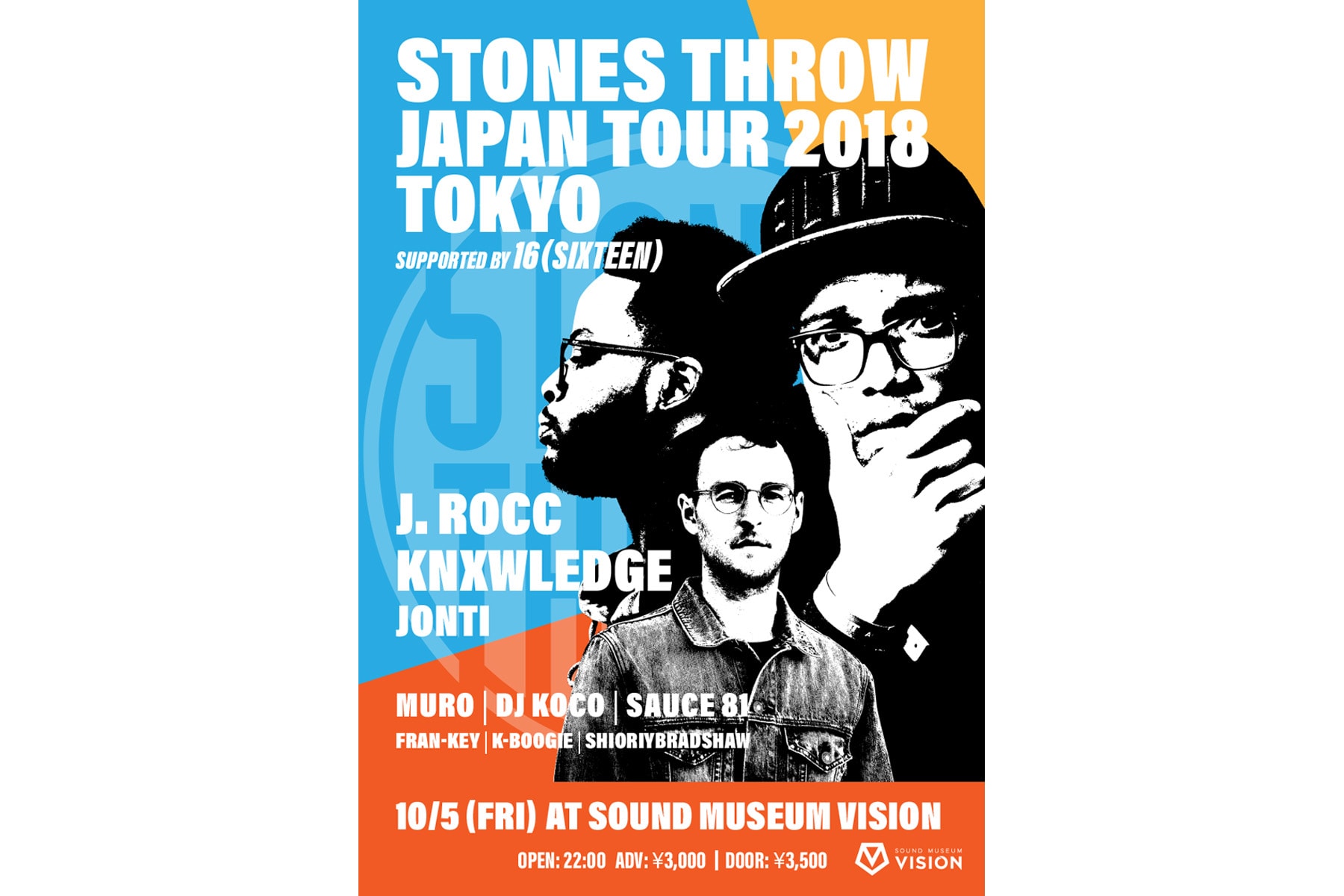 Stones Throw の2018年ジャパンツアー第2弾がスペシャルなラインナップで開催決定 ストーン スロー ストーンズスロー HYPEBEAST ハイプビースト 10月5日（金）夜に渋谷『SOUND MUSEUM VISION』で開催される「Stones Throw Japan Tour 2018 Tokyo」には、ターンテーブリスト集団BEAT JUNKIESを立ち上げ、ダイナミックかつファンキーなパフォーマンスで世界中に熱狂的なファンを持つ南カリフォルニアが生んだレジェンドDJの J.Rocc J・ロック 、そして Anderson .Paak アンダーソン・パーク とのスペシャルユニット NxWorries ノーウォーリーズ を結成しており Kendrick Lamar ケンドリック・ラマー や Joey Bada$$ ジョーイ・バッドアス など数々の楽曲のプロデュースも手がける現在のLAを代表するビートメーカー Knxwledge ノレッジ も参画。さらにサイケデリックでメロウな最新作 Tokorats を去年発表したオーストラリアからの気鋭プロデューサー マルチプレイヤーの Jonti ジョンティ も東京公演のみ追加決定した。