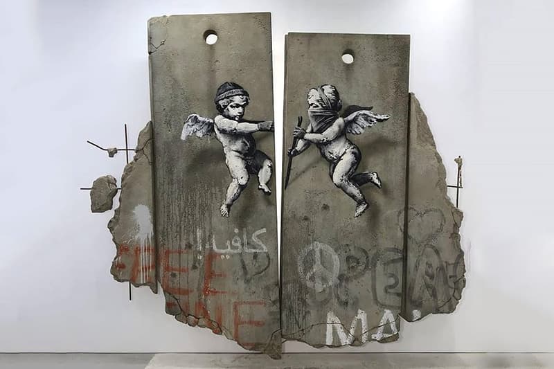 バンクシー ポスター パレスチナ 分離壁 ロンドン banksy repiica separation barrier world travel fair london artworks sculptures installations artist