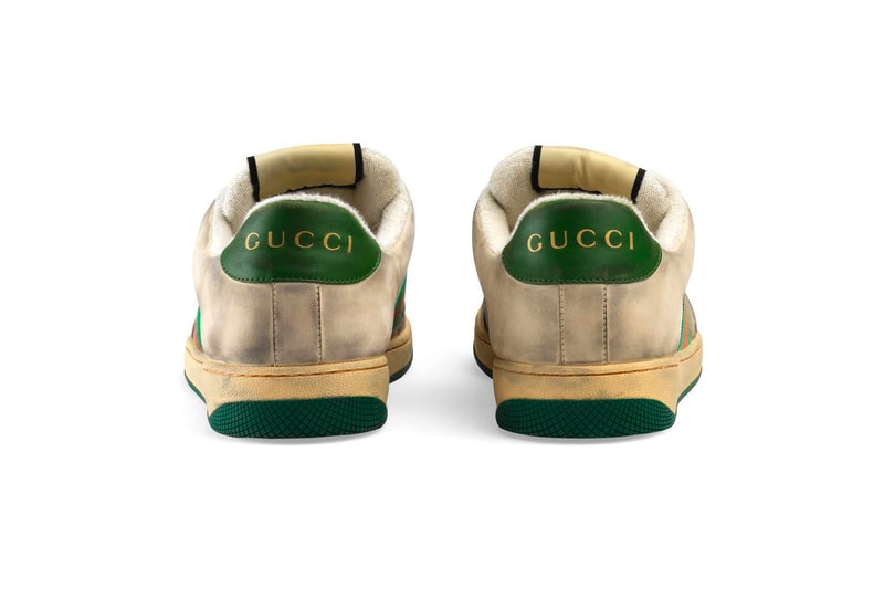 Gucci　グッチ ヴィンテージ加工 新作　スニーカー Distressed Gucci Mens GG Canvas Sneakers leather price Red Green Monogram Blue Orange Info Release DateHYPEBEAST ハイプビースト