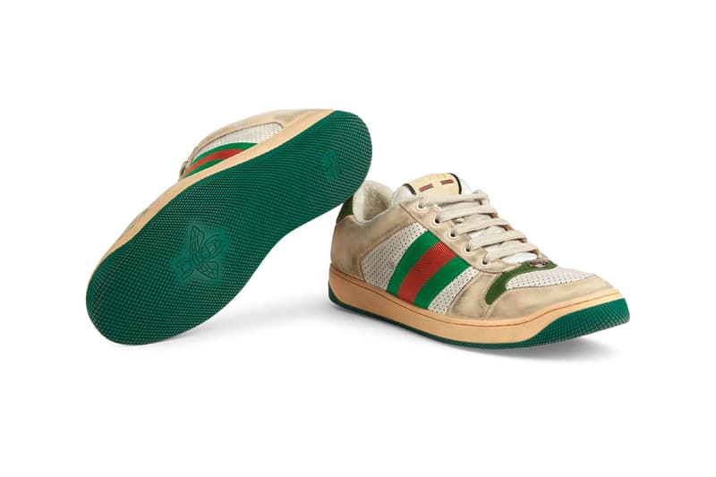Gucci　グッチ ヴィンテージ加工 新作　スニーカー Distressed Gucci Mens GG Canvas Sneakers leather price Red Green Monogram Blue Orange Info Release DateHYPEBEAST ハイプビースト