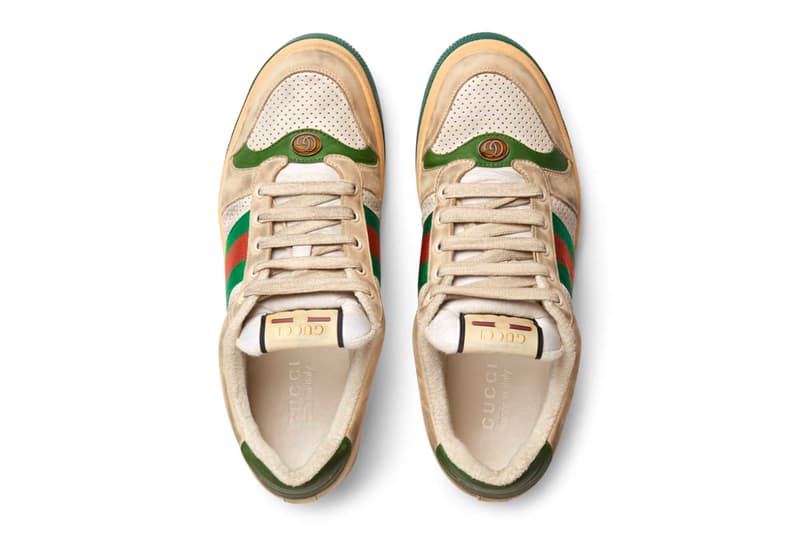 Gucci　グッチ ヴィンテージ加工 新作　スニーカー Distressed Gucci Mens GG Canvas Sneakers leather price Red Green Monogram Blue Orange Info Release DateHYPEBEAST ハイプビースト