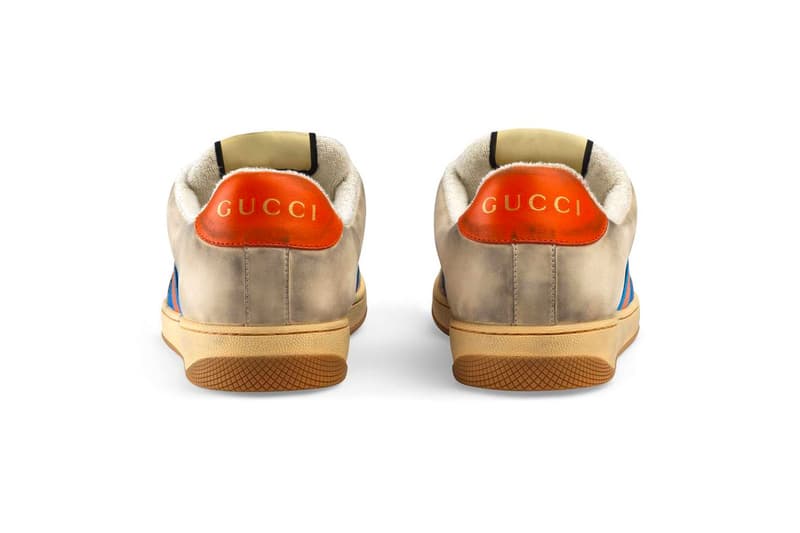 Gucci　グッチ ヴィンテージ加工 新作　スニーカー Distressed Gucci Mens GG Canvas Sneakers leather price Red Green Monogram Blue Orange Info Release DateHYPEBEAST ハイプビースト