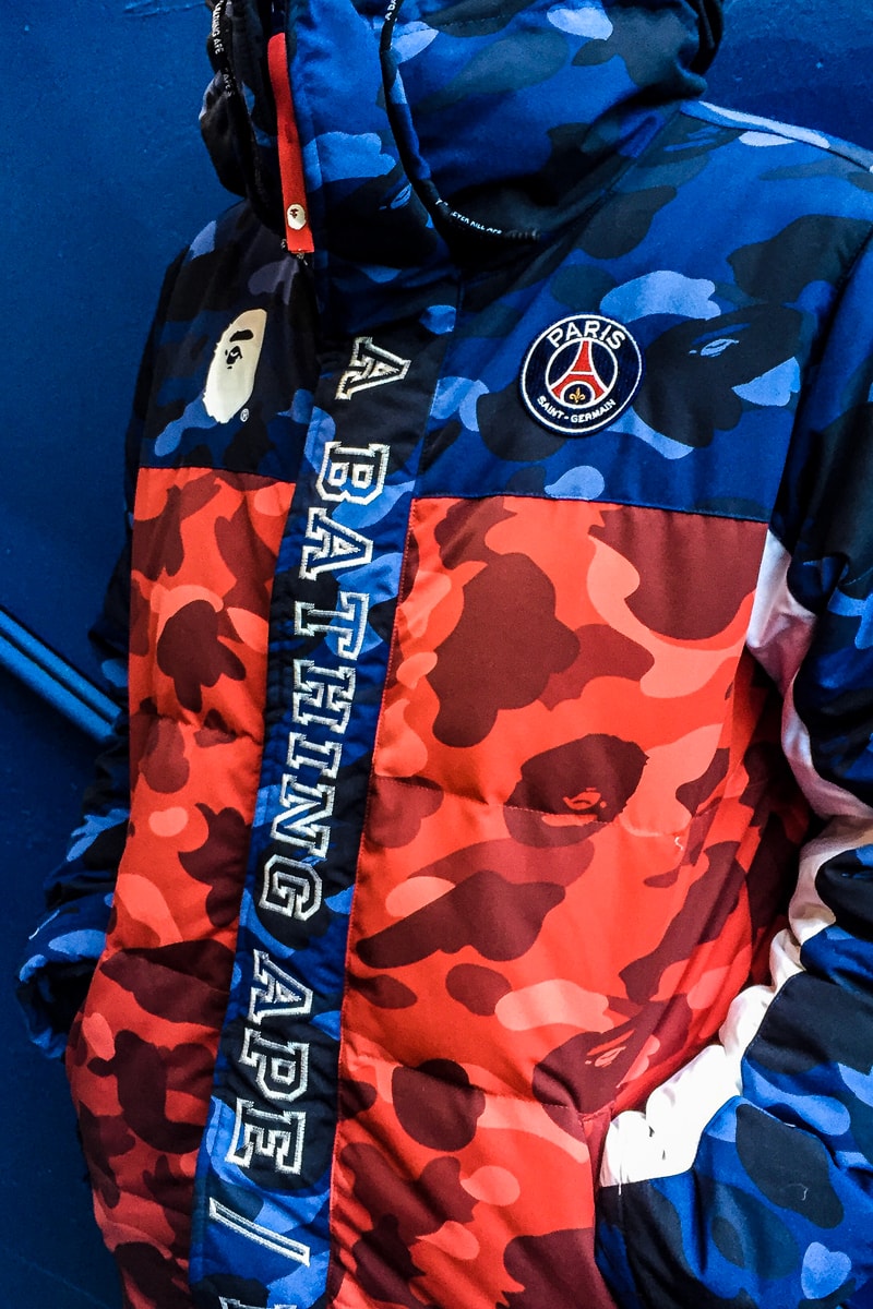 ア ベイシング エイプ  APE BAPE パリ・サンジェルマン PSG コラボコレクション　サッカー　フットボール　Paris Saint-Germain x BAPE a bathing ape Collaboration collection jacket capsule red blue 