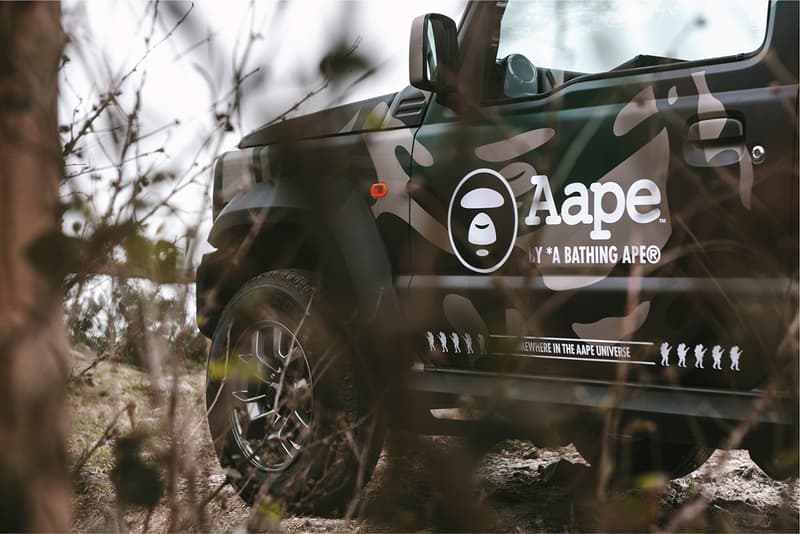 ジムニー スズキ エイプ ベイプ カモ柄 AAPE Island Motors Suzuki Jimny TShirt camouflage wrap collaboration scarf branding logo bape hong kong bathing ape green towel