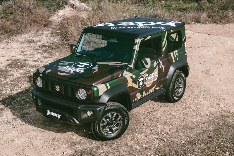 ジムニー スズキ エイプ ベイプ カモ柄 AAPE Island Motors Suzuki Jimny TShirt camouflage wrap collaboration scarf branding logo bape hong kong bathing ape green towel