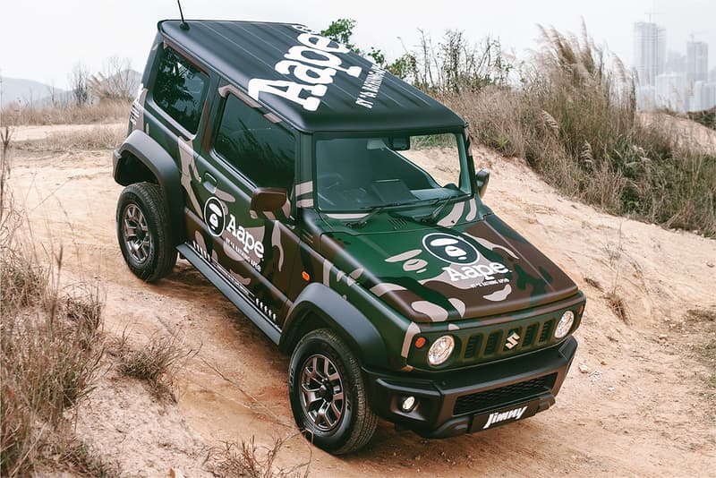 ジムニー スズキ エイプ ベイプ カモ柄 AAPE Island Motors Suzuki Jimny TShirt camouflage wrap collaboration scarf branding logo bape hong kong bathing ape green towel