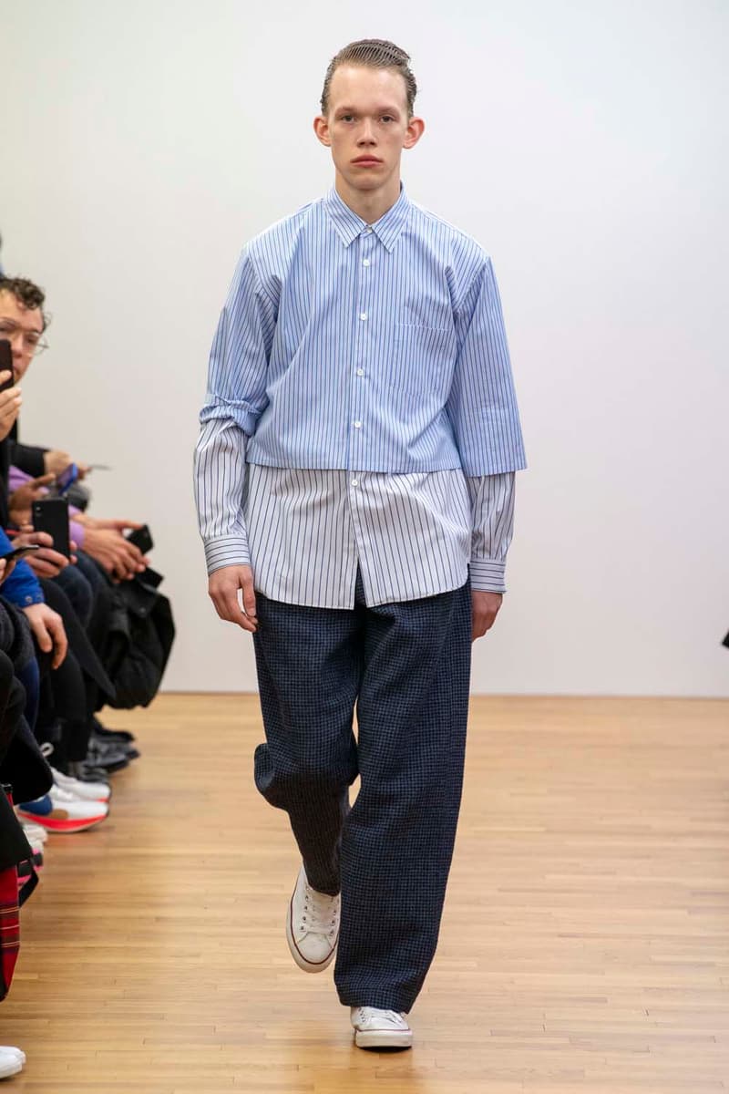 コム デ ギャルソン・シャツ パリコレ　パリファッションウィーク　川久保玲　COMME des GARÇONS SHIRT Fall Winter 2019 Collection Paris Fashion Week Mens jacket suiting shirt sweater jacket shorts  Rei Kawakubo