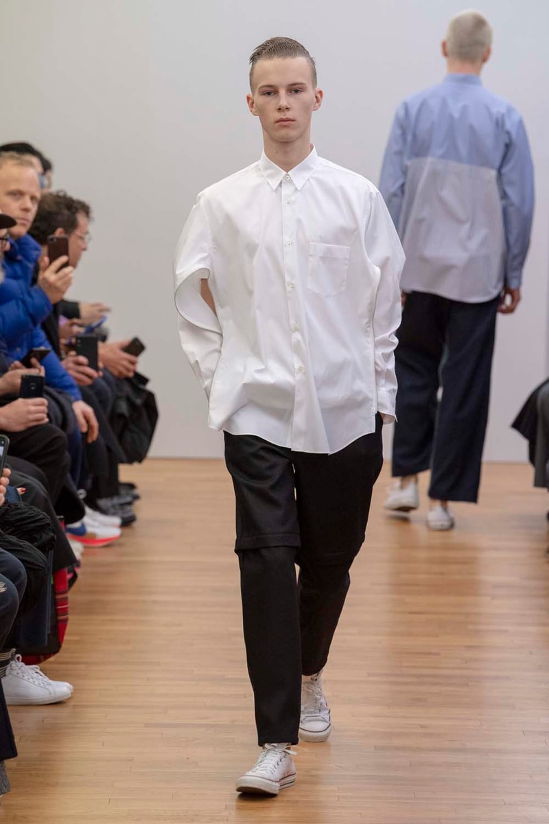 コム デ ギャルソン・シャツ パリコレ　パリファッションウィーク　川久保玲　COMME des GARÇONS SHIRT Fall Winter 2019 Collection Paris Fashion Week Mens jacket suiting shirt sweater jacket shorts  Rei Kawakubo