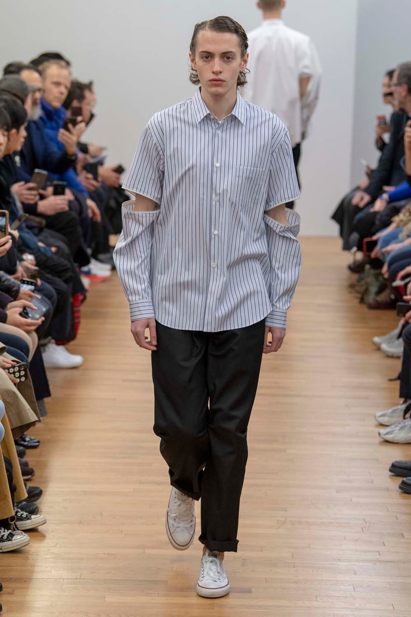 コム デ ギャルソン・シャツ パリコレ　パリファッションウィーク　川久保玲　COMME des GARÇONS SHIRT Fall Winter 2019 Collection Paris Fashion Week Mens jacket suiting shirt sweater jacket shorts  Rei Kawakubo