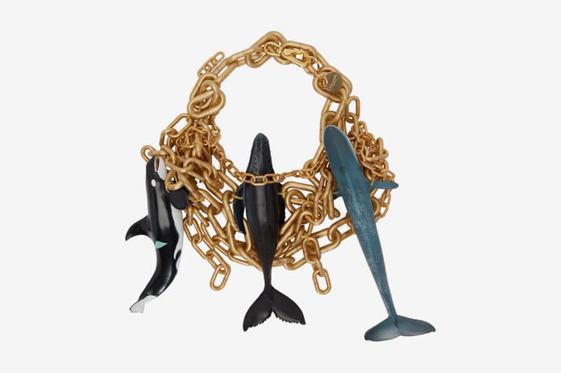 コム デ ギャルソン・オム プリュス　ゴールド　チェーン　ネックレス　ドーバーストリートマーケット　Comme des Garçons Animal-Infused Gold Necklaces whales cat eyeballs neckpieces ssense mouth piece made in japan 