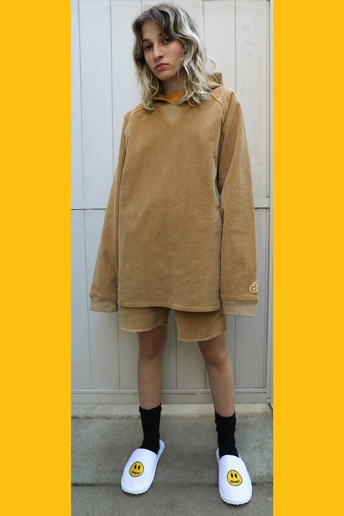 ジャスティンビーバー　ドリューハウス Drew House Justin Bieber Corduroy Hoodies Smiley Face