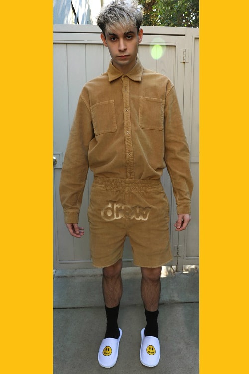 ジャスティンビーバー　ドリューハウス Drew House Justin Bieber Corduroy Hoodies Smiley Face