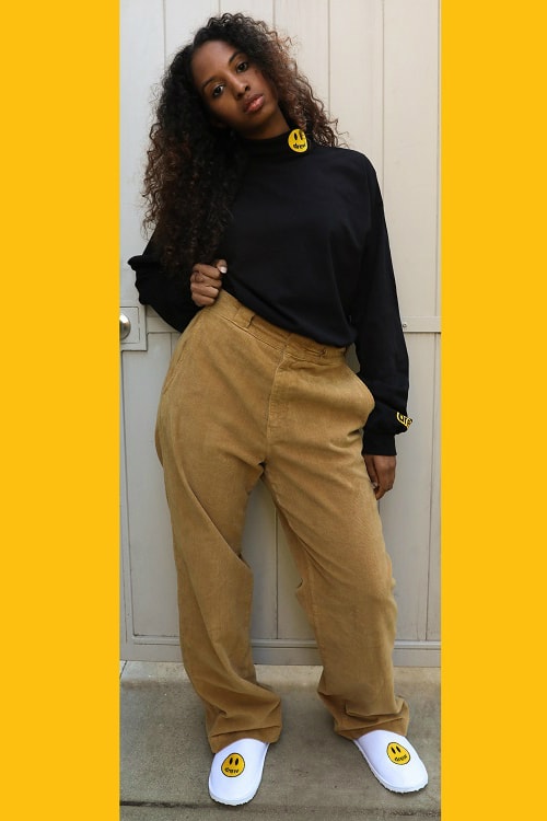 ジャスティンビーバー　ドリューハウス Drew House Justin Bieber Corduroy Hoodies Smiley Face