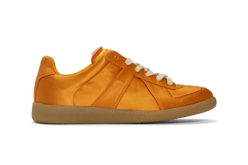 Maison Margiela Launches Three New Satin Replica Sneakers metallic orange light turquoise blue triple black images drop release date prices ssense footwear