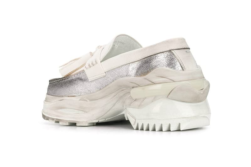 メゾン マルジェラ　ローファー Maison Margiela White/Silver Ridged-Sole Loafers  farfetch S37WR0125P2414 rubber leather chunky sneaker trend sneaker release info pricing stockist 