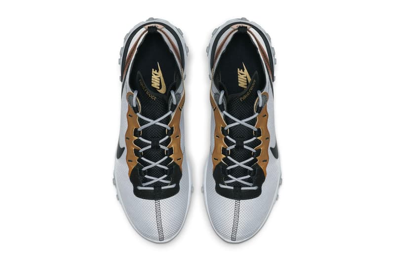 ナイキ リアクトエレメント Nike React Element 55 "Metallic Gold" Release sneakers silver black swoosh