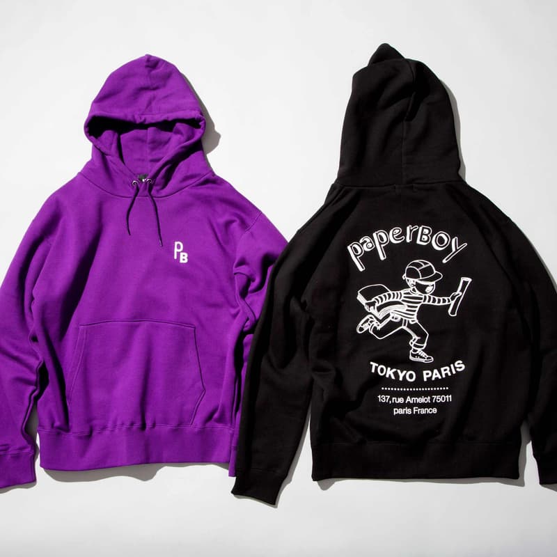 ビームス BEAMS ペーパーボーイ ニードルス コラボ 日本 発売 PAPERBOY PaperBoy Paris NEEDLES Capsule Pop Up Paris Fashion week Tracksuit jacket pants beanies hoodie t shirt black purple poly smooth