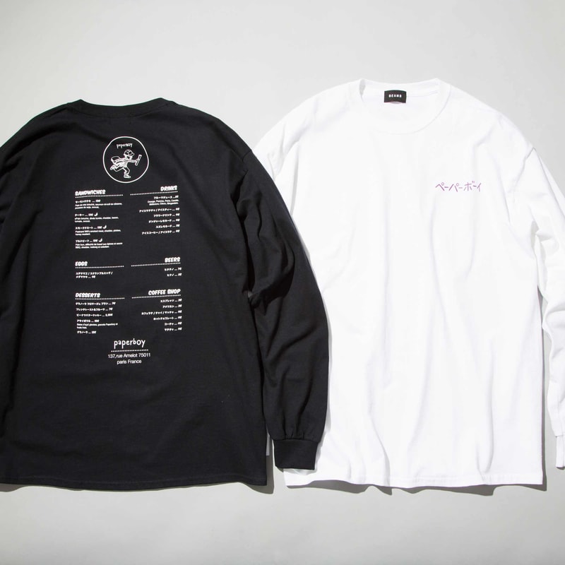 ビームス BEAMS ペーパーボーイ ニードルス コラボ 日本 発売 PAPERBOY PaperBoy Paris NEEDLES Capsule Pop Up Paris Fashion week Tracksuit jacket pants beanies hoodie t shirt black purple poly smooth