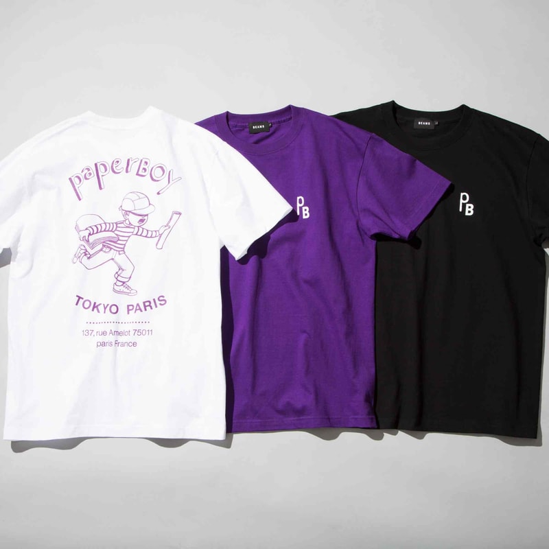 ビームス BEAMS ペーパーボーイ ニードルス コラボ 日本 発売 PAPERBOY PaperBoy Paris NEEDLES Capsule Pop Up Paris Fashion week Tracksuit jacket pants beanies hoodie t shirt black purple poly smooth