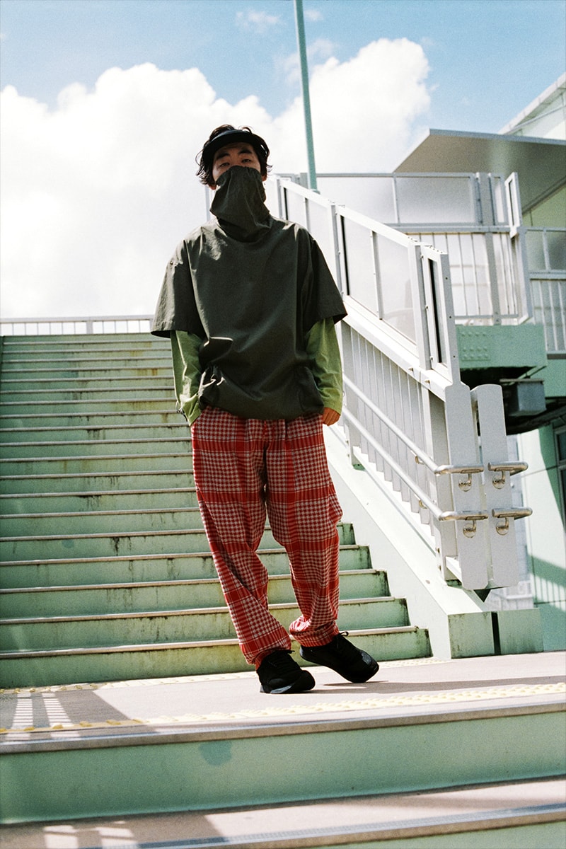 フィンガリン ルックブック　PHINGERIN Spring/Summer 2019 Lookbook　柄本時生　 camouflage vest Japan accessories sweat sweatshirt sweatpants trousers jacket outerwear baghead hats red pants tee tshirt silk tang suit jacket bomber 