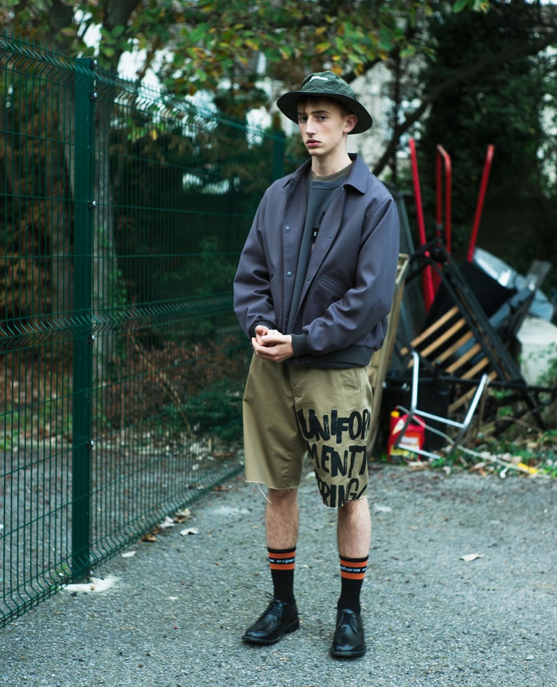 ユニフォーム エクスペリメント オンライン ソフネット オンライン アウター シャツ uniform experiment Spring/Summer 2019 Lookbook collection Japanese streetwear bomber suit graphic crewneck t-shirt tee trousers shorts