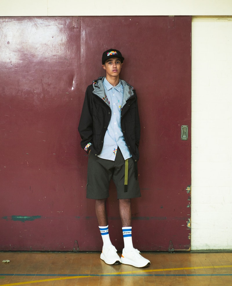 ユニフォーム エクスペリメント オンライン ソフネット オンライン アウター シャツ uniform experiment Spring/Summer 2019 Lookbook collection Japanese streetwear bomber suit graphic crewneck t-shirt tee trousers shorts
