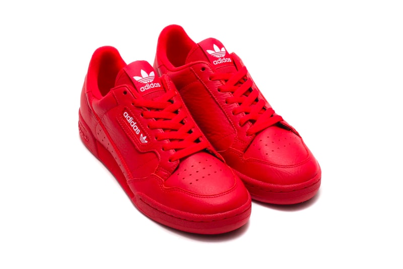 アディダス　アトモス　スニーカー　レッド　adidas Contintental 80 "Scarlet" atmos Exclusive release info drop price stockist february 23 $80 leather red three stripes 3 treefoil 