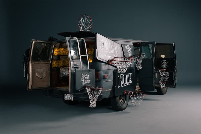 チャイナタウン マーケット プーマ オールスター Chinatown Market x Puma Hoops NBA All-Star weekend Collab collaboration puma lab footlocker exhibition pop-up charlotte t-shirts hoodies tote bags hats mad max van