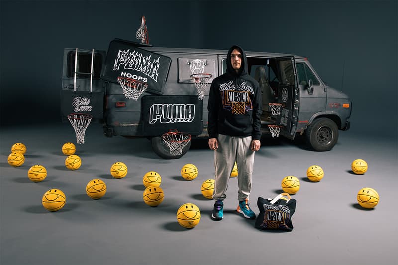 チャイナタウン マーケット プーマ オールスター Chinatown Market x Puma Hoops NBA All-Star weekend Collab collaboration puma lab footlocker exhibition pop-up charlotte t-shirts hoodies tote bags hats mad max van