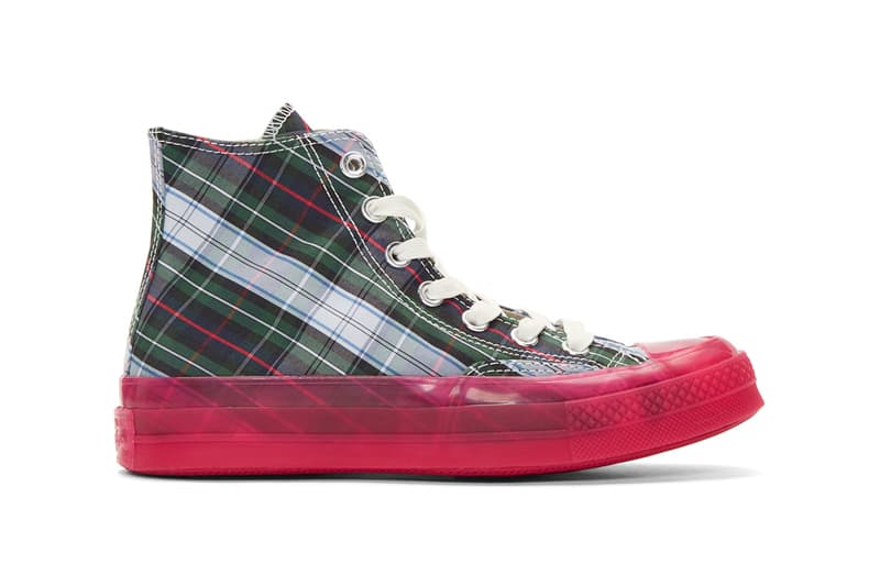 コンバース チャックテイラー スニーカー 半透明 シースルー Converse SS19 Chuck Taylor All-Star 70s Hi Colorways translucent see through opaque midsoles pink red pattern plaid print color block