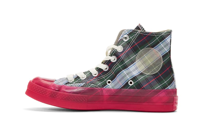 コンバース チャックテイラー スニーカー　半透明　シースルー　Converse SS19 Chuck Taylor All-Star 70s Hi Colorways translucent see through opaque midsoles pink red pattern plaid print color block