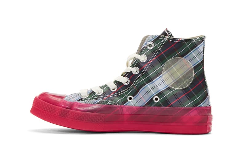 コンバース チャックテイラー スニーカー 半透明 シースルー Converse SS19 Chuck Taylor All-Star 70s Hi Colorways translucent see through opaque midsoles pink red pattern plaid print color block