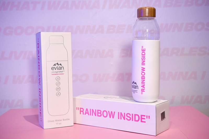 ヴァージルアブロー エビアン　水筒 ボトル ソマ Virgil Abloh Evian Soma Refillable Water Bottle refile cup filtration design glass wood