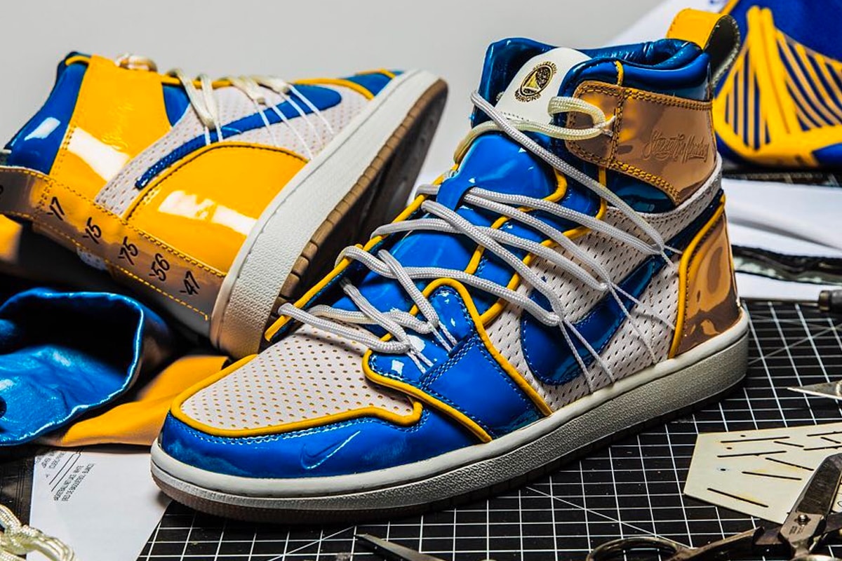 ウォリアーズ シューサージョン The Shoe Surgeon Golden State Warriors Nike Collaboration Teaser Air Jordan 1 Force Dunk Blue Gold Stephen Curry
