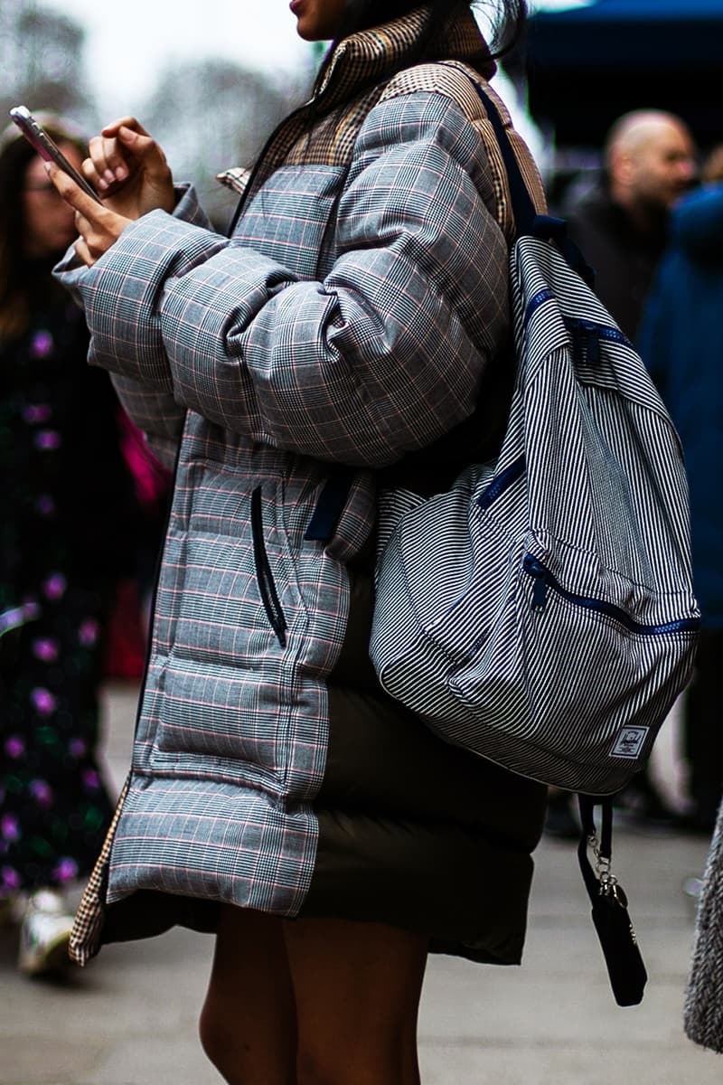 London Fashion Week Street Style FW19 Fall Winter 2019 Streetsnaps Fashion Clothing Cheyenne Maya Carty Victoria Secret Model VLTN White Boots Valentino Garavani Blazer Prada Scarf Bucket Hats Romeo Juliet Shorts Prada Milano Bag Jacket Puffer Jacket Jackets Coats Palace Skateboards Balaclava Accessories Earrings Necklaces Jewelry Aries Arise Layers Layered Clothing Off-White Virgil Abloh Sita Abellan Burberry Trench Coat JW Anderson Jonathan Ganni Chanel Skirt Waterproof Rain Gucci Balenciaga Comme Des Garçons SHIRT Versace Headband Jasper Conran Stripes Checks Striped Checkered Patterns