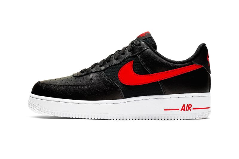 ナイキ　レザー　メッシュ　スニーカー　Nike Mixes Leather and Mesh on New Air Force 1s black red white volt grey blue release info images price footwear